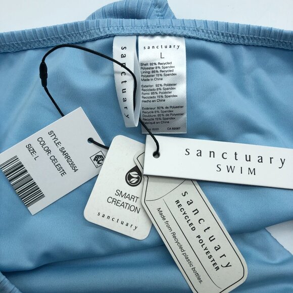 Sanctuary Swim Refresh Rib Hipster Bikini Bottom Ring Detail Celeste Blue L - Picture 5 of 6